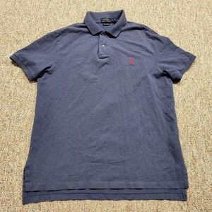 Ralph Lauren Polo Shirt Mens Large Blue Short Sleeve Stretch Mesh Pullover Pony